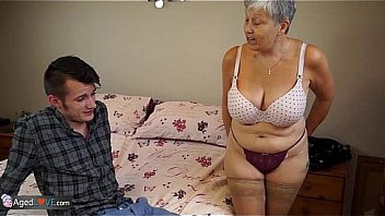 Old grandma seduces sexy boy